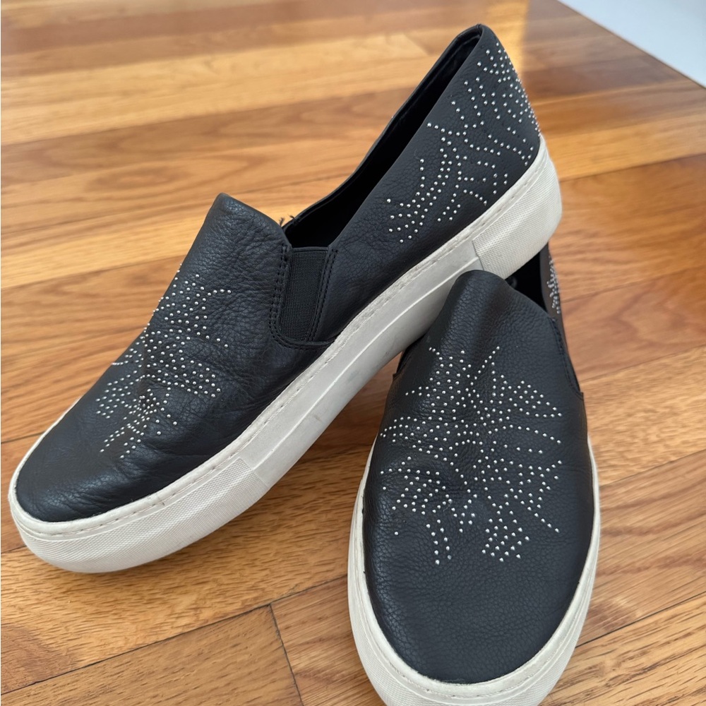 Vince Camuto Black Slip-On Sneakers with Silver Studs